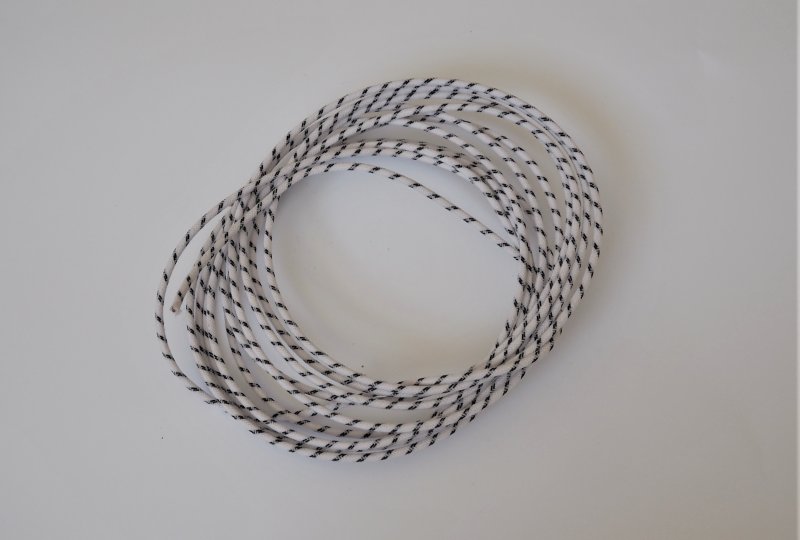 Kabel elektryczny 1,5 mm, biały w czarne prążki, 1m, Jawa, CZ-photo1