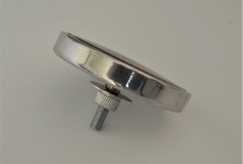 Odblask czerwony ze śrubką i aluminiową rameczką, 54mm, plastik, Jawa-photo4