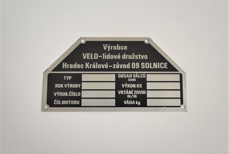 Tabliczka znamionowa, VELOREX 350-photo1