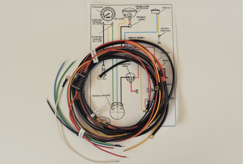 Instalacja elektryczna ze stacyjką  w lampie, Jawa 125/175/250 Kyvacka-photo1
