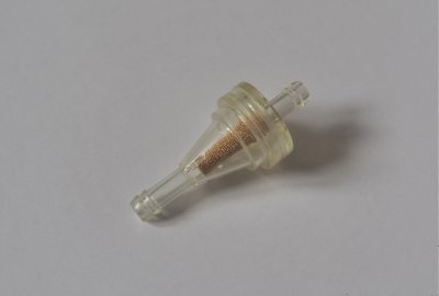 Filtr paliwa okrągły z metalowym wkładem na przewód paliwa 5 mm, Jawa
