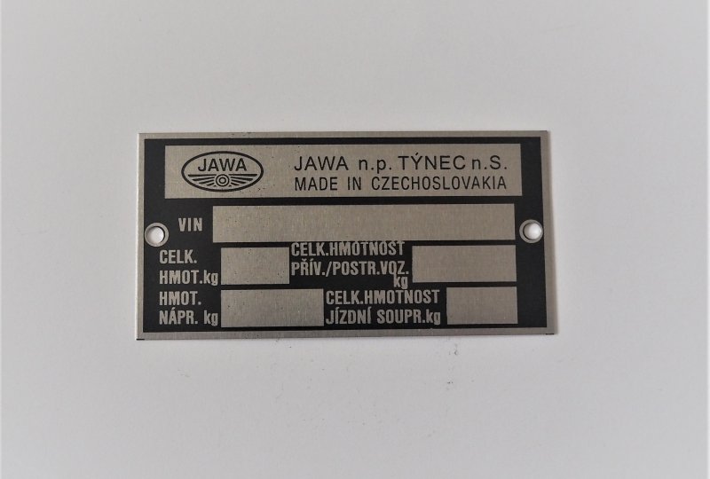 Tabliczka znamionowa, bez nadruku, trawiona, Jawa 638-640-photo1