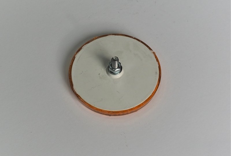 Odblask pomarańczowy, ze śrubką, 60 mm, plastik, Jawa, CZ-photo2