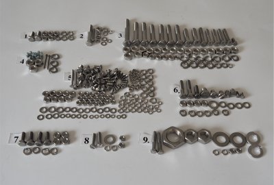 Komplet śrub, bez silnikowych, nierdzewne, Jawa 50 typ 20/21