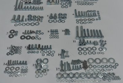 Komplet śrub, bez silnikowych, ocynk, Jawa 350/638