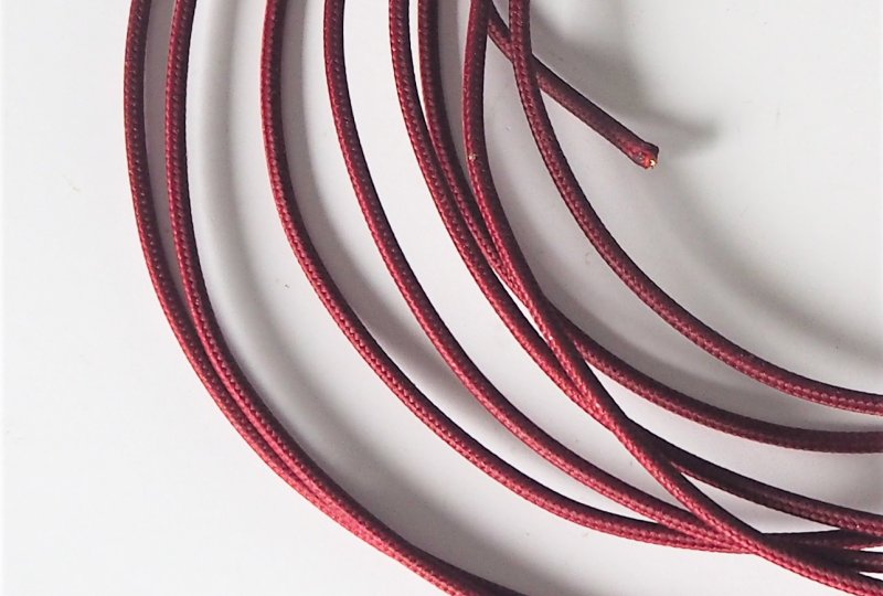 Kabel elektryczny w oplocie klejonym 1,5 mm, bordowy, 1m, Jawa, CZ-photo2