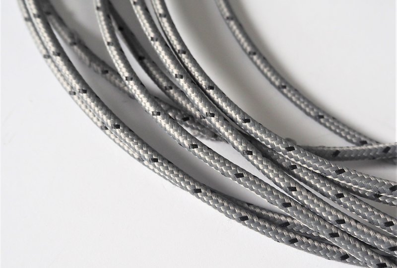 Kabel elektryczny w oplocie klejonym 1,5 mm, szary z czarnymi prążkami, 1m, Jawa, CZ-photo2