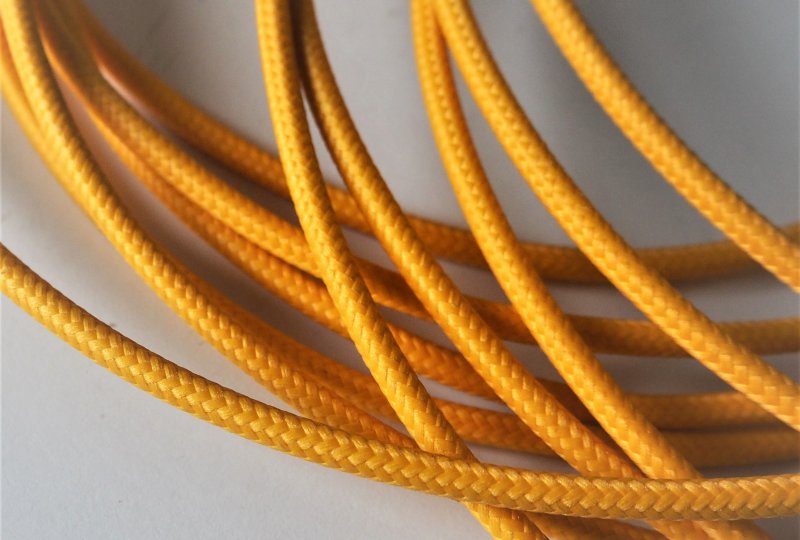 Kabel elektryczny w oplocie klejonym 1,5 mm, żółty, 1m, Jawa, CZ-photo2