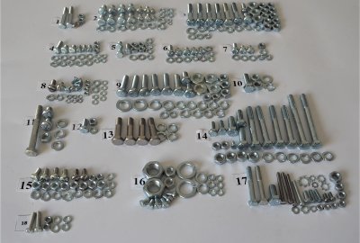 Komplet śrub, bez silnikowych, ocynk, Jawa 250/353
