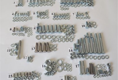 Komplet śrub, bez silnikowych, ocynk, Jawa 350/354