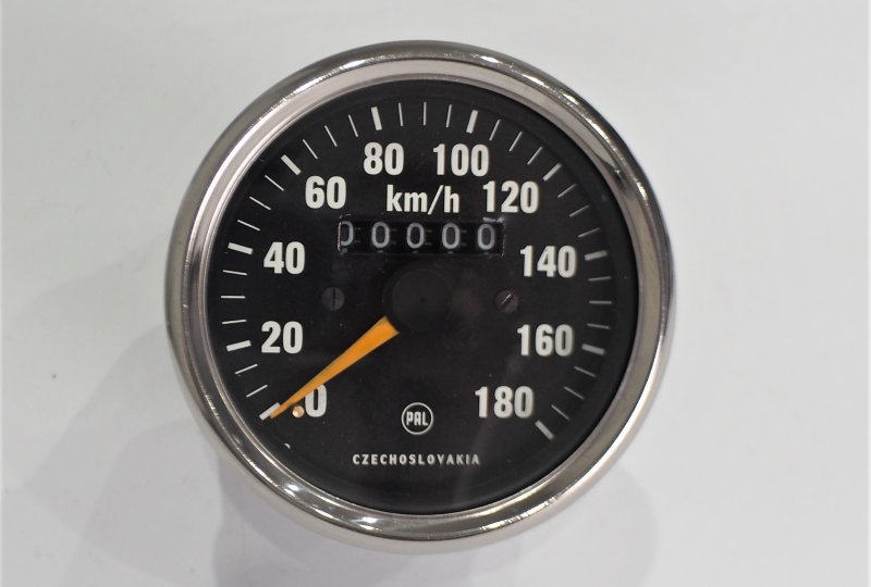 Licznik, 180 km/h, chromowana ramka, żółta wskazówka, Jawa 634-640-photo1