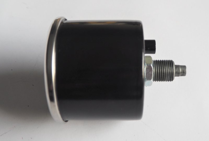 Obrotomierz, chromowana ramka, biała wskazówka, czerwona skala, oryginał, Jawa 634-640-photo3