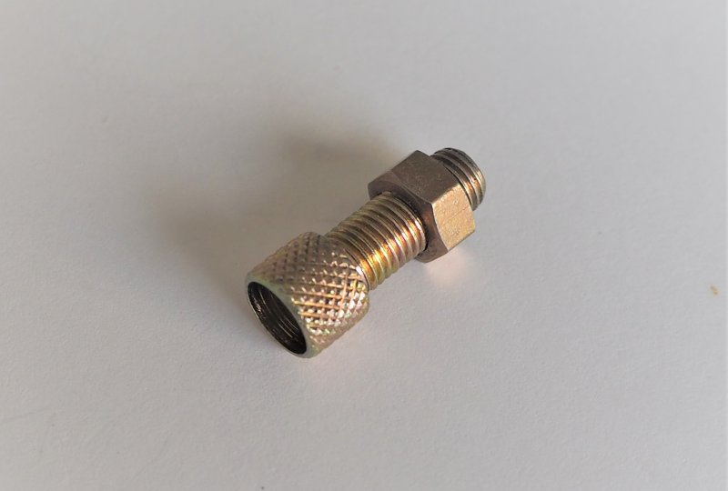 Śruba regulacji nastawu linki do gaźnika z nakrętką, M6/0,75x16 mm, Jawa 50, Babetta-photo1