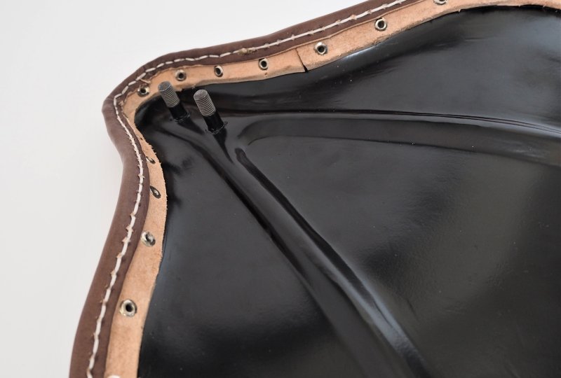 Siedzenie, skóra, brązowe, oryginalna blacha siedzenia, Jawa OHV, SV, Special, Villiers-photo4
