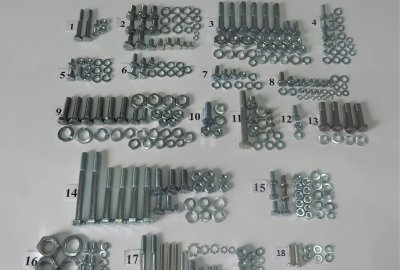 Komplet śrub, bez silnikowych, ocynk, Jawa 350 Panelka typ 360/361