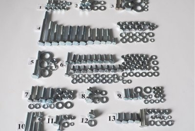 Komplet śrub, bez silnikowych, ocynk, Jawa 50 typ 23 Mustang