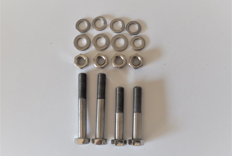 Komplet śrub mocowania amortyzatorów w ramie, tył, nierdzewne, polerowane, Jawa 250/350 Perak, Ogar, 500 OHC-photo1