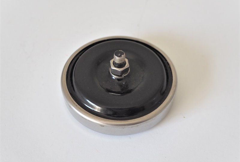 Odblask szklany czerwony z ramką nierdzewną polerowaną, średnica 53 mm, Jawa, CZ-photo3