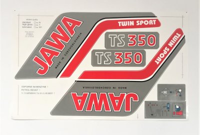 Naklejki na zbiornik + napis TS350, 6 sztuk, Jawa 638-639