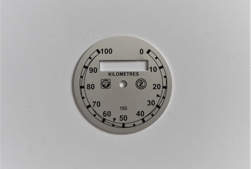 Cyferblat licznika 0-100km/h, srebrno-czarny, AP-ČZ, CZ 150 C-photo1