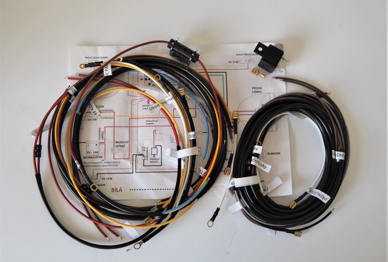 Instalacja elektryczna z kierunkowskazami, z podłączeniem pod VAPE, Jawa 250/350 Panelka-photo1