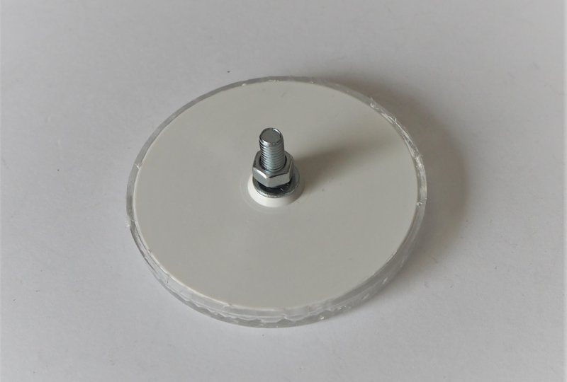 Odblask biały ze śrubką 62mm, plastik, Jawa-photo2