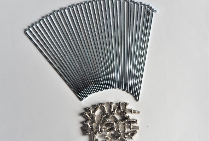 Szprychy i nyple, komplet 36 szt, 16 cali, M3x160 mm, ocynk, Jawa Babetta-photo1
