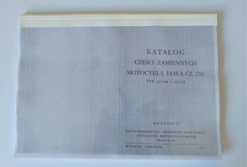 Katalog części zamiennych motocykla Jawa CZ 250 typ 353/04 i 353/03 - J.POLSKI format A4, 86/172 stron-photo1