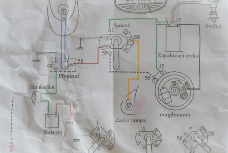 Instalacja elektryczna, z klaksonem pod osłoną, Jawa 50 typ 550-photo3