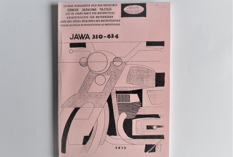 Katalog części zamiennych JAWA 350/634 - J.CZESKI, ANGIELSKI, NIEMIECKI, format A5, 106 stron-photo1