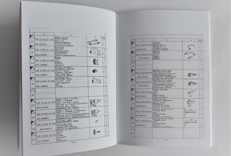 Katalog części zamiennych JAWA 350/634 - J.CZESKI, ANGIELSKI, NIEMIECKI, format A5, 106 stron-photo2