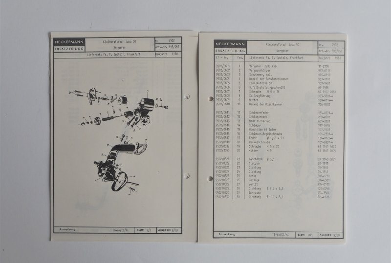 Katalog części zamiennych NECKERMANN - JAWA 50 TYP 23 MUSTANG - J.NIEMIECKI, format A5, 69 stron-photo2