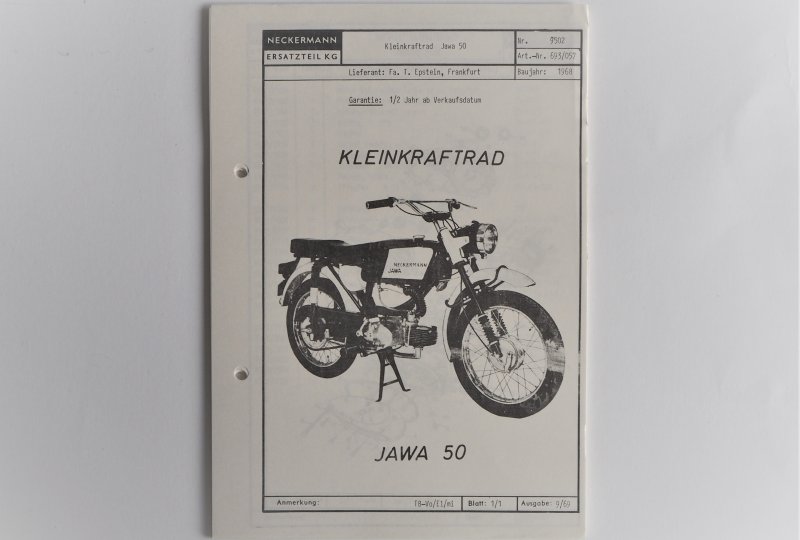 Katalog części zamiennych NECKERMANN - JAWA 50 TYP 23 MUSTANG - J.NIEMIECKI, format A5, 69 stron-photo1