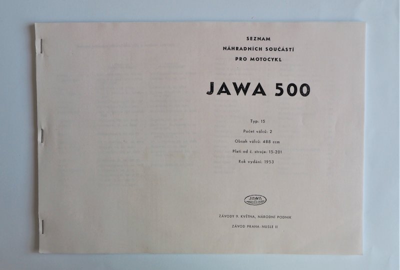Katalog części zamiennych JAWA 500 OHC - J.CZESKI, format A4, 60/120 stron-photo1