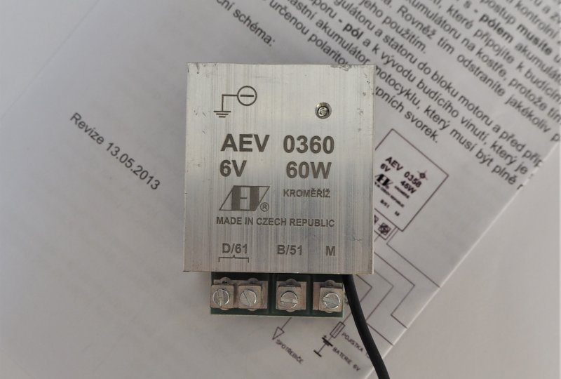 Regulator elektroniczny 6V/60 W - pol AEV 0360, Jawa 500 OHC-photo2