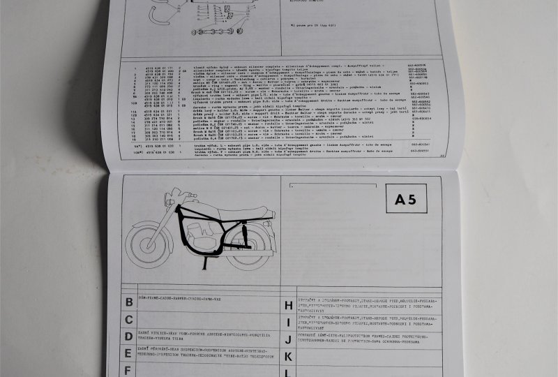 Katalog części zamiennych JAWA 350/638,639 - J.CZESKI, ANGIELSKI, NIEMIECKI, POLSKI, format A4, 82 stron-photo2