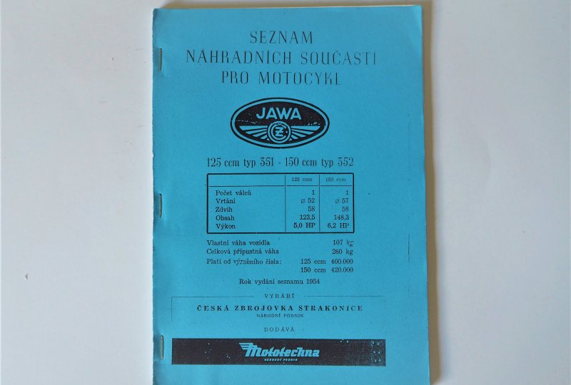 Katalog części zamiennych JAWA-CZ 125/351-150/352 - J.CZESKI, format A5, 66 stron-photo1