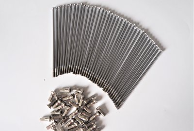 Szprychy i nyple, komplet 36 szt, 16 cali, M4x124 mm, chrom, Jawa, CZ 125-250