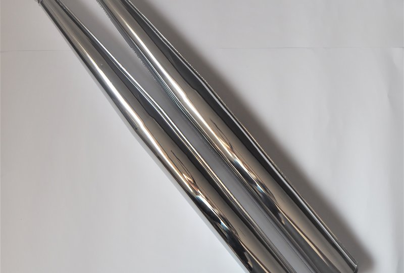 Tłumiki wydechu, chrom, oryginal, Jawa 638-640, z przetłoczeniem, czarna końcówka-photo1