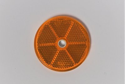 Odblask pomarańczowy na śrubkę 60 mm, plastik, Jawa, CZ