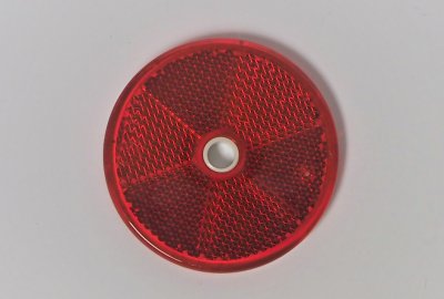 Odblask czerwony na śrubkę 60 mm, plastik, Jawa, CZ