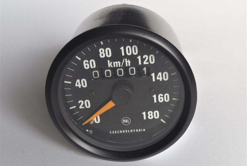Licznik, 180 km/h, czarna ramka, żółta wskazówka, Jawa 634-640-photo1