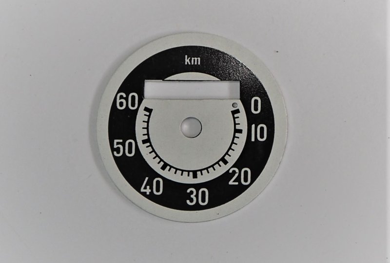 Cyferblat licznika 0-80km/h, czarno-biały, Jawa 50-photo1