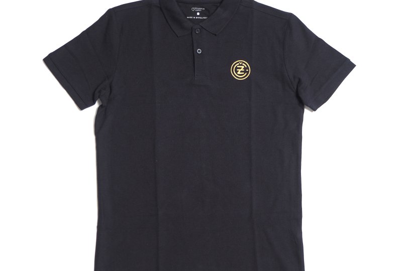 Koszulka bawełniana polo, granatowa, logo CZ-złote, rozmiar M-photo1