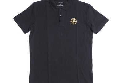 Koszulka bawełniana polo, granatowa, logo CZ-złote, rozmiar M