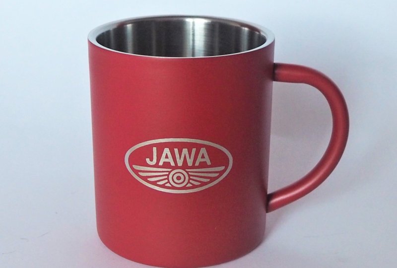 Kubek, 250 ml, czerwony, stal nierdzewna, logo JAWA-photo1