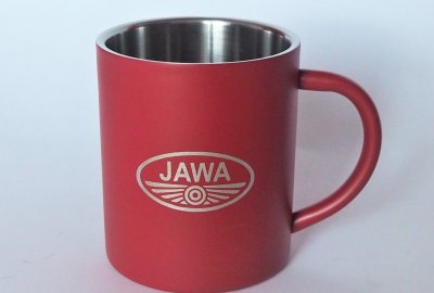 Kubek, 250 ml, czerwony, stal nierdzewna, logo JAWA