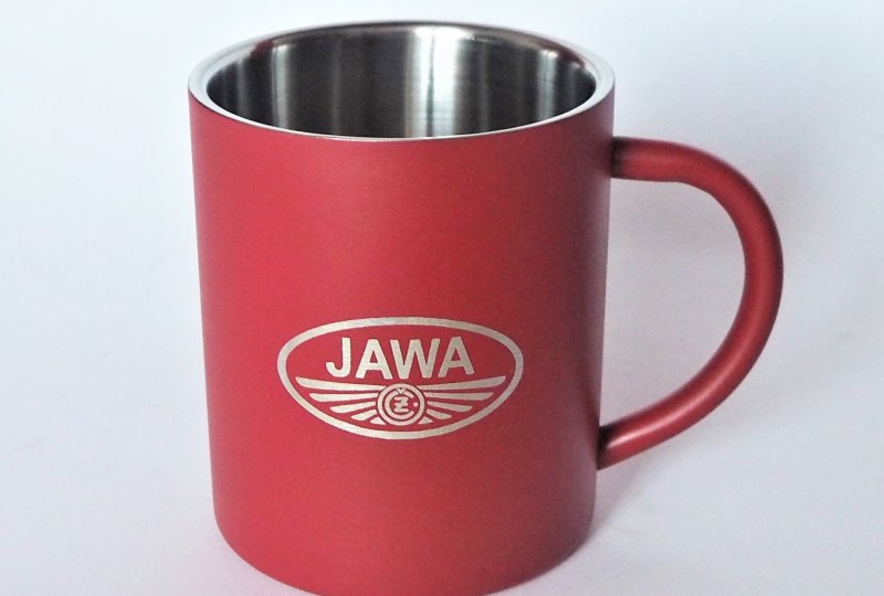 Kubek, 250 ml, czerwony, stal nierdzewna, logo JAWA-CZ-photo1