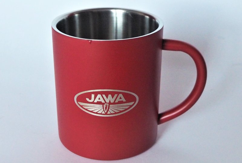 Kubek, 250 ml, czerwony, stal nierdzewna, logo JAWA FJ-photo1