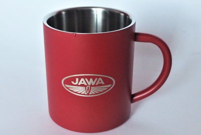 Kubek, 250 ml, czerwony, stal nierdzewna, logo JAWA FJ